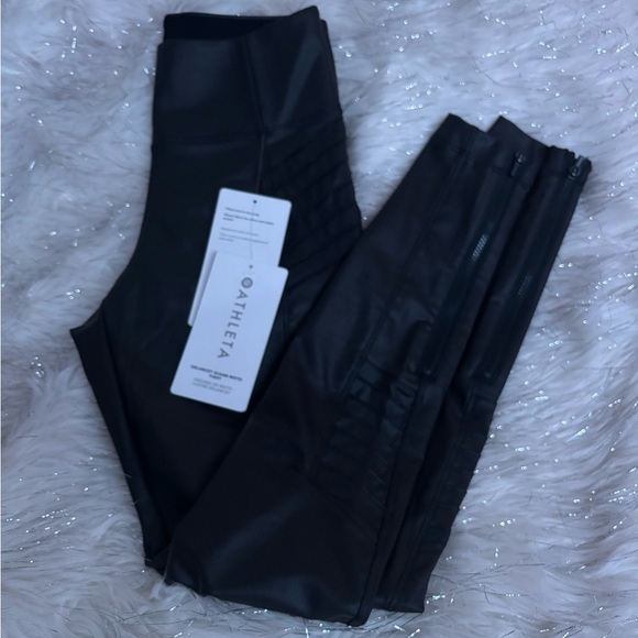 New Athleta Delancey Gleam Moto Tights  Leggings Size XS - Picture 1 of 15